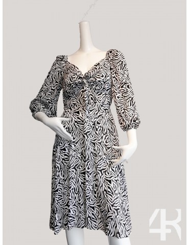 Zebra pattern below the knee casual dress